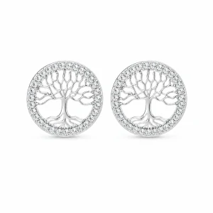 Šperky Nina – Strieborné náušnice Korene života so zirkónmi 925/1000 (12 mm) - ns kam 331