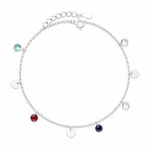 Šperky Nina – Strieborný nákotník s visiacimi srdiečkami (22,5 – 25,5 cm) – 925/1000 - nak 324