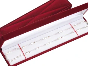 Šperky Nina – Luxusná zamatová krabička na náhrdelník alebo náramok – vínová - krab62