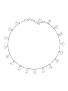 Šperky Nina – Rhodiovaný strieborný nákotník Třpytivá romance so srdiečkami (22 – 24,5 cm) 925/1000 - nak 326