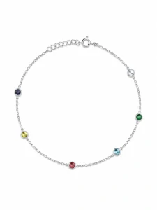 Šperky Nina – Strieborný nákotník Dúhová hravosť s farebnými zirkónmi (20,5 – 25 cm) 925/1000 - nak 327