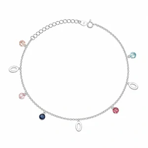 Šperky Nina – Strieborný nákotník Mořská laguna s oválikmi a farebnými guličkami (22,5 – 25 cm) 925/1000 - nak 331