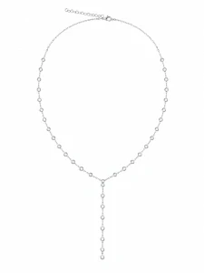 Šperky Nina – Rhodiovaný strieborný náhrdelník Třpytivý vodopád so zirkónmi a dlhým príveskom (43 – 47 cm) 925/1000 - nahr 521