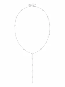 Šperky Nina – Rhodiovaný strieborný náhrdelník Třpytivý pramen so zirkónmi a dlhým príveskom (41 – 45 cm) 925/1000 - nahr 526