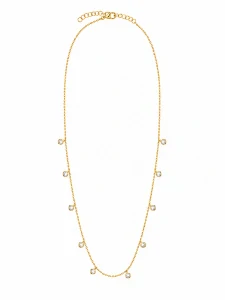 Šperky Nina – Pozlátený strieborný náhrdelník Zrcadlení hvězd s visiacimi zirkónmi (40 – 44,5 cm) 925/1000 - ret zlac 022