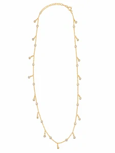 Šperky Nina – Pozlátený strieborný náhrdelník Rosný třpyt s visiacimi kvapkami (40,5 – 45,5 cm) 925/1000 - ret zlac 021