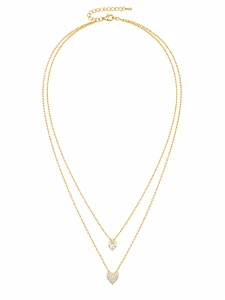 Šperky Nina – Pozlátený strieborný dvojitý náhrdelník Dve srdcia v jednom (41 – 44,5 cm) 925/1000 - ret zlac 023 