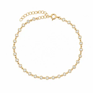 Šperky Nina – Pozlátený strieborný nárastok Třpytivá linie so zirkónmi (16,5 – 19,5 cm) 925/1000 - nar zlac 022