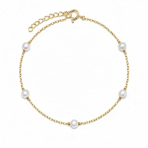 Šperky Nina – Pozlátený strieborný nárastok Perlová něžnost (16,5 – 20,5 cm) 925/1000 - nar zlac 023