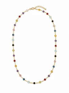Šperky Nina – Pozlátený strieborný náhrdelník Letní duha s farebnými zirkónmi (48 – 51 cm) 925/1000 - ret zlac 025