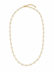 Šperky Nina – Pozlátený strieborný náhrdelník Třpytivá linie so zirkónmi (47,5 – 50 cm) 925/1000 - ret zlac 026