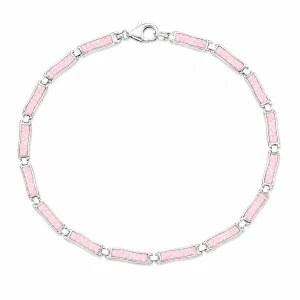Šperky Nina – Strieborný náramok Růžový paprsek s ružovým opálom (18,5 cm) 925/1000 - nar 521