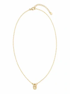 Šperky Nina – Pozlátený strieborný náhrdelník Pouto lásky s prepletenými oválmi a zirkónmi (41,5 – 44 cm) 925/1000 - ret zlac 027