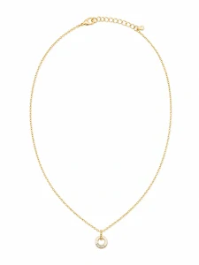 Šperky Nina – Pozlátený strieborný náhrdelník Perleťový kruh so zirkónmi (41 – 45,5 cm) 925/1000 - ret zlac 028