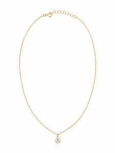Šperky Nina – Pozlátený strieborný náhrdelník Zářivá kapka s pohyblivým zirkónmi (39,5 – 44 cm) 925/1000 - ret zlac 029