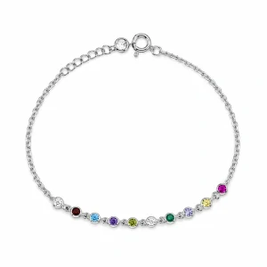 Šperky Nina – Strieborný náramok Duhová záře s farebnými zirkónmi (16 – 19 cm) 925/1000 - nar 529