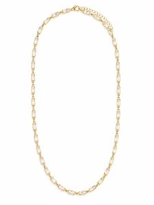 Šperky Nina – Pozlátený strieborný náhrdelník Zlatá ledová záře s obdĺžnikovými zirkónmi (41 – 47 cm) 925/1000 - ret zlac 036