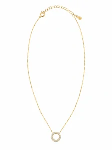 Šperky Nina – Pozlátený strieborný náhrdelník Zlatý kruh karmy so zirkónmi (40 – 45 cm) 925/1000 - ret zlac 037