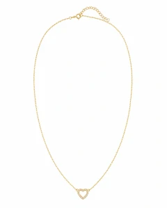 Šperky Nina – Pozlátený strieborný náhrdelník Zlaté zářivé srdce so zirkónmi (40,5 – 45,5 cm) 925/1000 - ret zlac 038