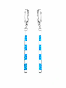 Šperky Nina – Strieborné visiace náušnice Modré majáky s modrým opálom (4,5 cm) 925/1000 - ns kam 341