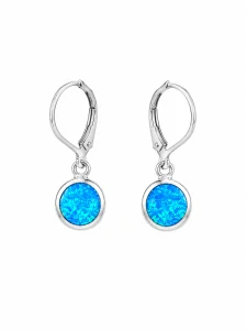 Šperky Nina – Strieborné visiace náušnice Modré oběžnice s modrým opálom (2,5 cm) 925/1000 - ns kam 342