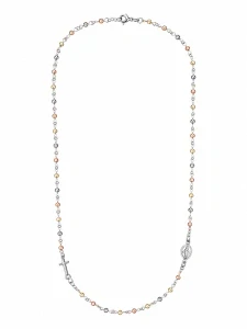 Šperky Nina – Strieborný náhrdelník ruženec – Tříbarevná ochrana Tricolor s guličkami a medailónikom (49 – 51 cm) 925/1000 - nahr 543
