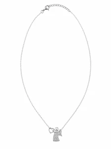 Šperky Nina – Strieborný náhrdelník Anděl strážný so srdiečkom a zirkónmi (40,5 – 44,5 cm) 925/1000 - nahr 547