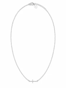 Šperky Nina – Strieborný náhrdelník Třpytivý ležatý křížek so zirkónmi (42 – 44,5 cm) 925/1000 - nahr 551