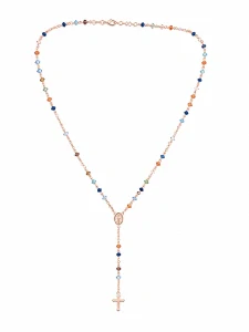 Šperky Nina – Ružovo pozlátený strieborný náhrdelník ruženec Růžově pozlacená barevná ochrana (50 – 51,5 cm) 925/1000 - ret zlac 43