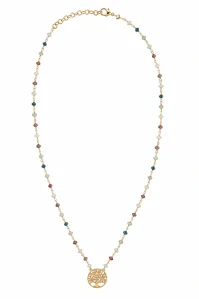 Šperky Nina – Pozlátený strieborný náhrdelník Strom života s pastelovými korálikmi (37 – 42 cm) 925/1000 - ret zlac 44