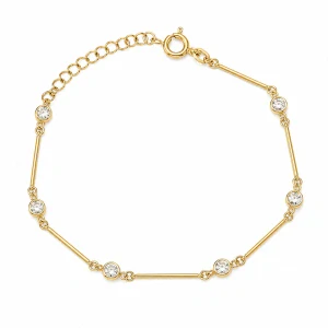 Šperky Nina – Pozlátený strieborný náramok s tyčinkami a zirkónmi (17–20 cm) - nar zlac 38