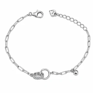 Šperky Nina – Strieborný náramok Prepletené kruhy so zirkónmi (16,5–19,5 cm) - nar 552