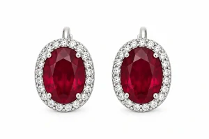 Šperky Nina – Strieborné náušnice Rubínovo červená v štýle Lady Diana (12 mm) - ns kam 502