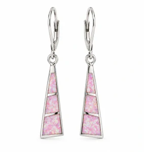 Šperky Nina – Dlhé visiace strieborné náušnice s ružovým opálom (4,5 cm) - ns kam 503