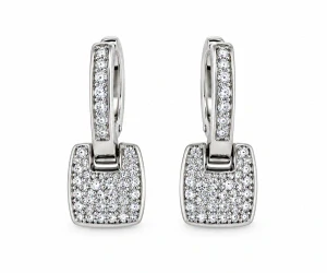Šperky Nina – Strieborné visiace náušnice s geometrickým príveskom a zirkónmi (2,4 cm) - ns kam 504