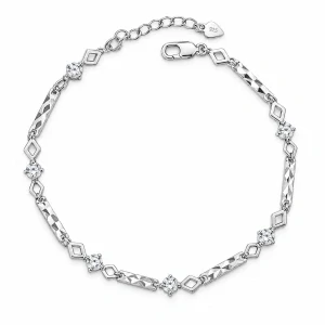 Šperky Nina – Článkový strieborný náramok s brúsenými tyčinkami a zirkónmi (18–19,5 cm) - nar 554
