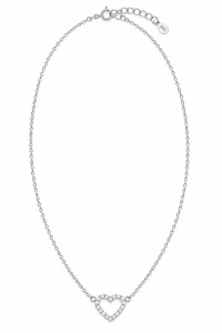 Šperky Nina – Strieborný náhrdelník Trblietavé srdce so zirkónmi (42,5–45 cm) - nahr 555