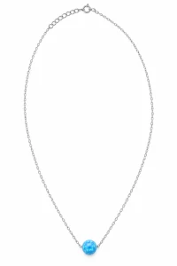 Šperky Nina – Jemný strieborný náhrdelník s modrou opálovou guličkou (41,5–45,5 cm) - nahr 562