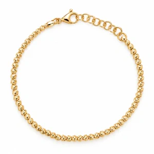 Šperky Nina – Pozlacený stříbrný náramek s broušenými kuličkami (17–20 cm) - nar zlac 42
