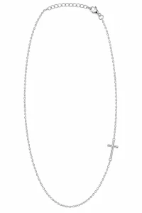 Šperky Nina – Jemný strieborný náhrdelník s bočným krížikom (42–47 cm) - nahr 564