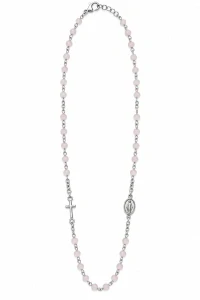 Šperky Nina – Strieborný ružencový náhrdelník s matnými ružovými korálikmi (48–50 cm) - nahr 566