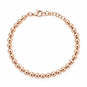 Šperky Nina – Strieborný guličkový náramok pozlátený ružovým zlatom (18,5–21,5 cm) - nar zlac 48