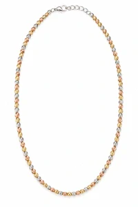 Šperky Nina – Trojfarebný strieborný guličkový náhrdelník Tricolor s diamantovým brusom (40–45 cm) - ret zlac 50
