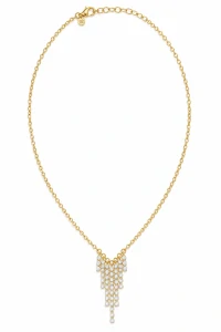 Šperky Nina – Pozlátený strieborný náhrdelník Kaskáda zirkónov (38–43 cm) - ret zlac 52