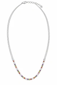 Šperky Nina – Strieborný náhrdelník s dvojitou retiazkou a farebnými zirkónmi (40–45 cm) - nahr 567
