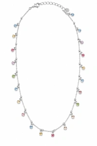 Šperky Nina – Strieborný náhrdelník s visiacimi farebnými zirkónmi (39–42 cm) - nahr 568