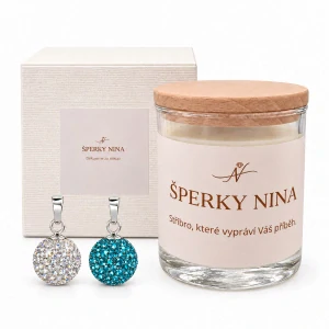 Šperky Nina - Sójová sviečka Kvetinová elegancia so strieborným príveskom (Ag 925/1000) – Geránium & Fialka - sv02