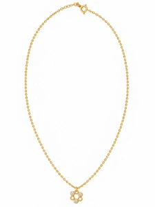Šperky Nina – Pozlátený strieborný náhrdelník Kvietok so zirkónmi (45 cm) - ret zlac 54