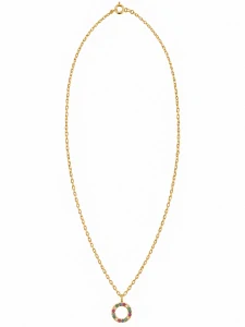 Šperky Nina – Pozlátený strieborný náhrdelník Kruh s farebnými zirkónmi (45 cm) - ret zlac 56