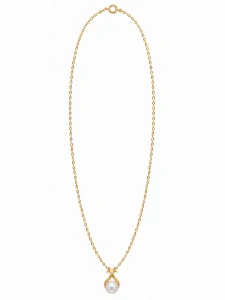 Šperky Nina – Pozlátený strieborný náhrdelník s perlou (45 cm) - ret zlac 59